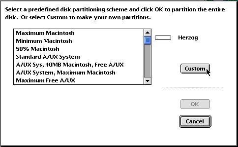 Partition Scheme Dialog