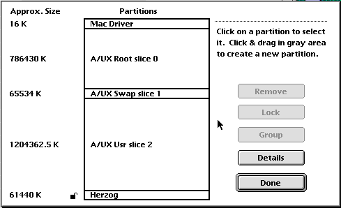 Partition View Dialog